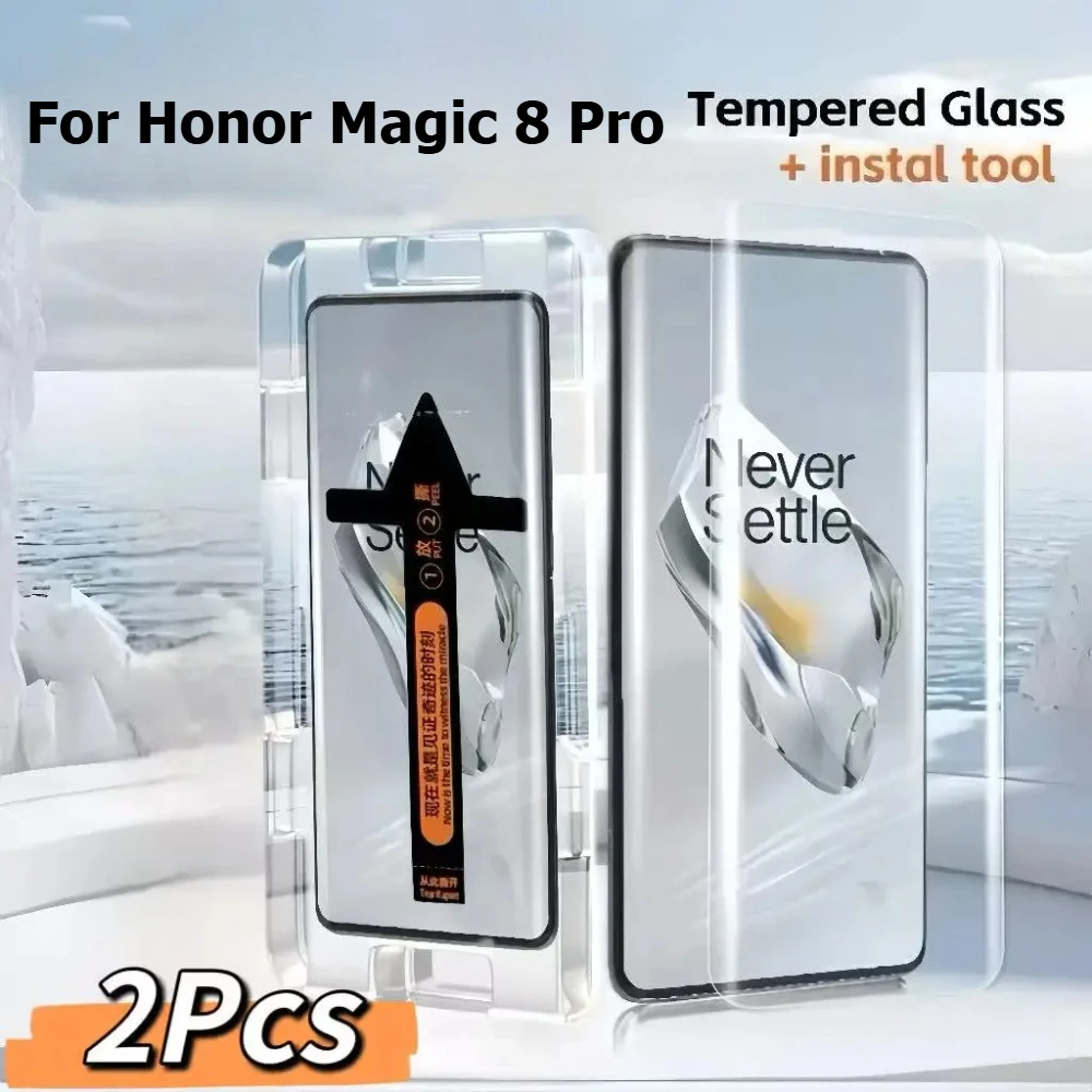 Protector de pantalla para Honor Magic 8 Pro, herramienta de instalación de vidrio templado, 2 uds., para Honor Magic 8 Pro