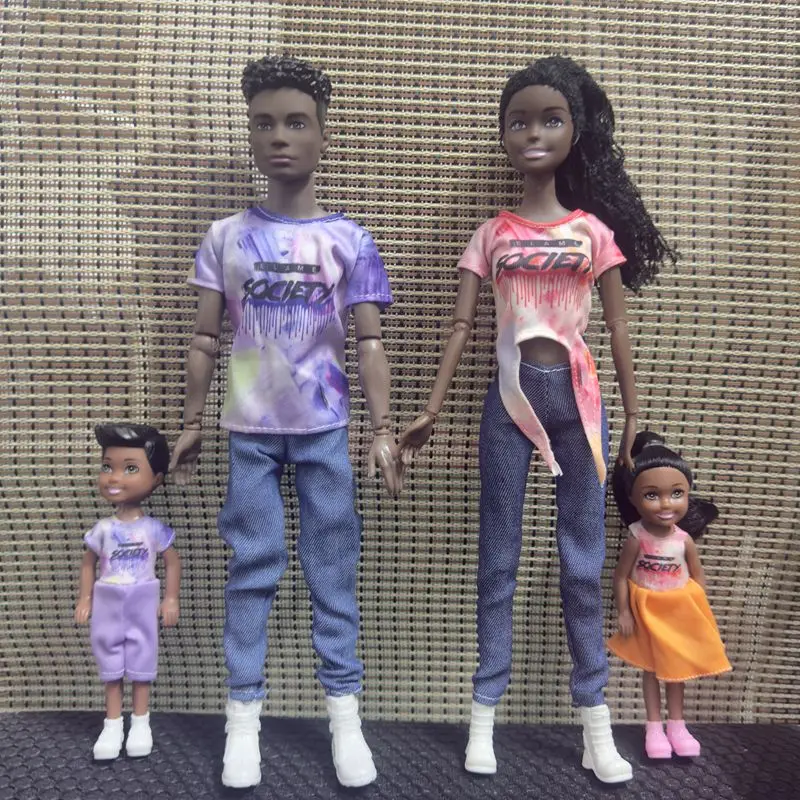 Ensemble de poupées noires pour enfants, jouets pour enfants, Instrument de musique, papa, mère, sœur, frère, jeu, figurines africaines pour enfants, nouvelle collection