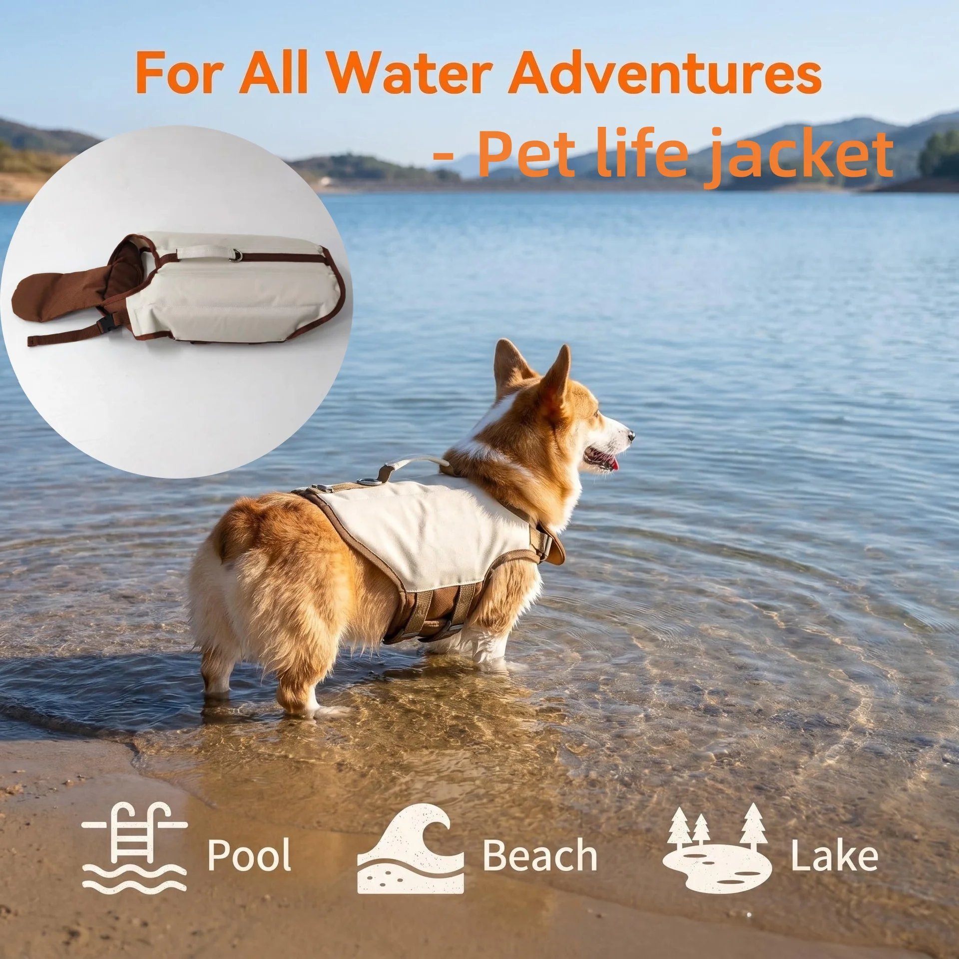 Adjustable Dog Life Jacket Pet Swimming Vest with Rescue Handle Breathable Safety Vest for Small to Medium Dogs with Chin Float