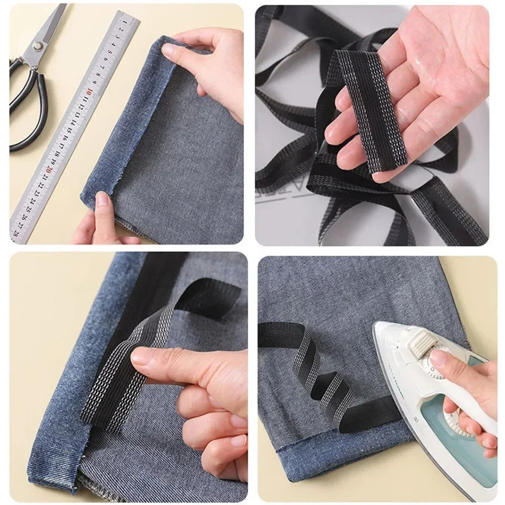 Self-Adhesive Tape For Trousers Legs Edge Shortening Sewing Tools Tape Paste Hemming Iron On Pants Jeans Clothes Length Shorten