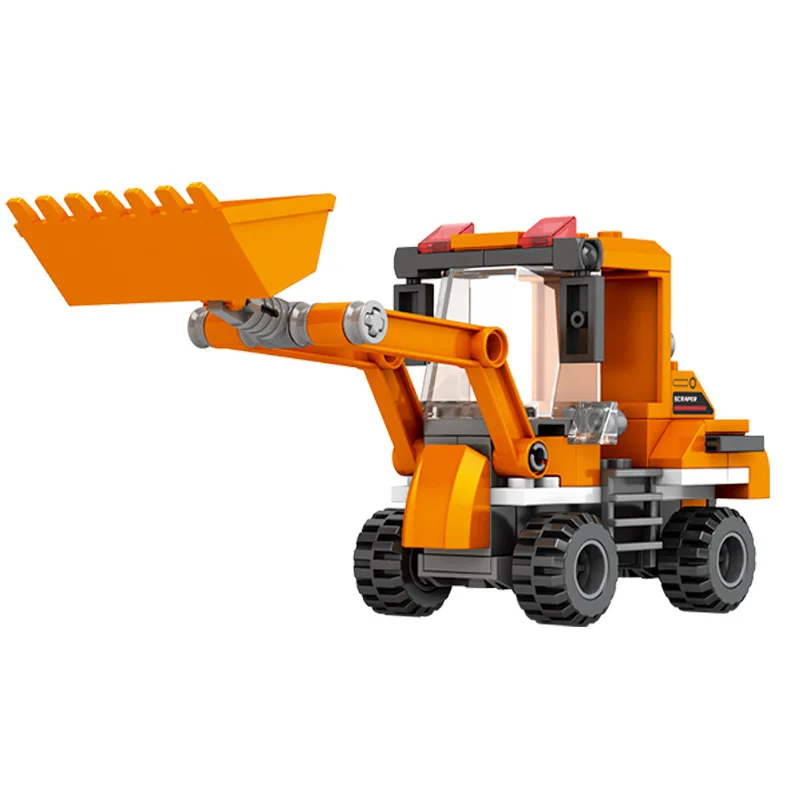 City Building Blocks Concrete Mixer Excavator Crane Loader Engineering Trucks Model Sets Dolls DIY Bricks Figure Kids Toys Gift