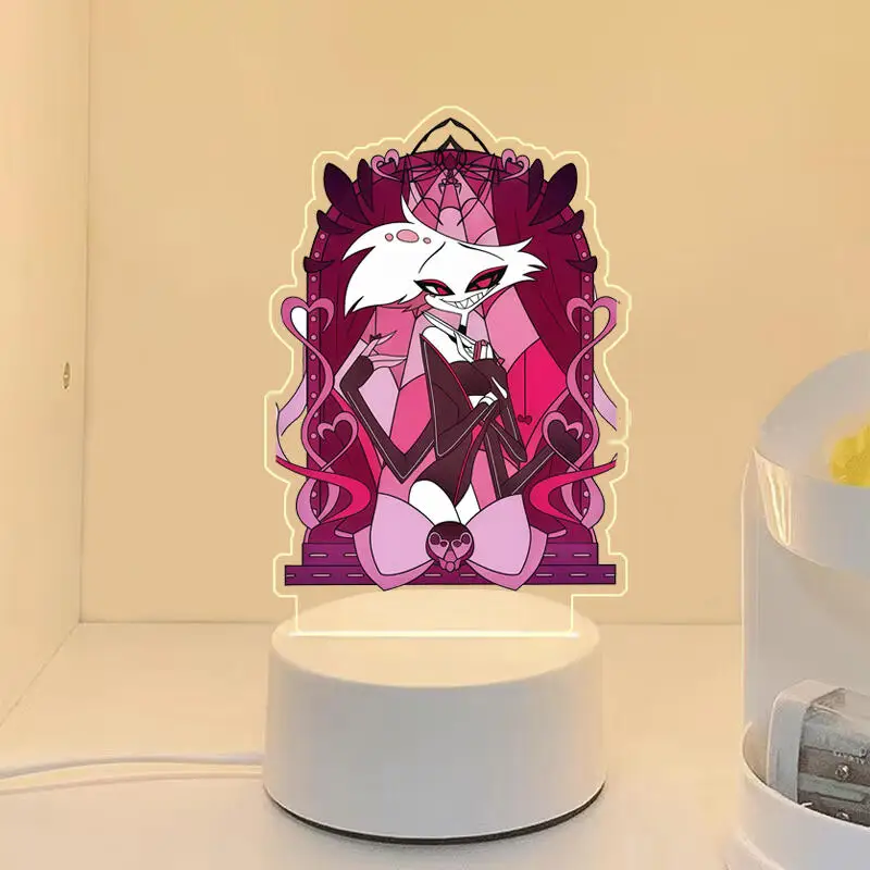 Luz nocturna para Husk Adam The Exorcist Alastor Lucifer, luz monocromática, dibujos animados de Anime, lámpara de noche, decoración de escritorio, regalo
