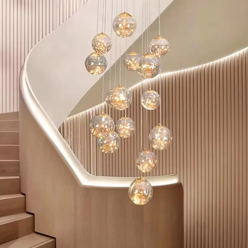 

Customizable Post-Modern Crystal Glass led Pendant Lights Hanglamp Drop Light Restaurant Bar Pendant Lamp Staircase Lamps