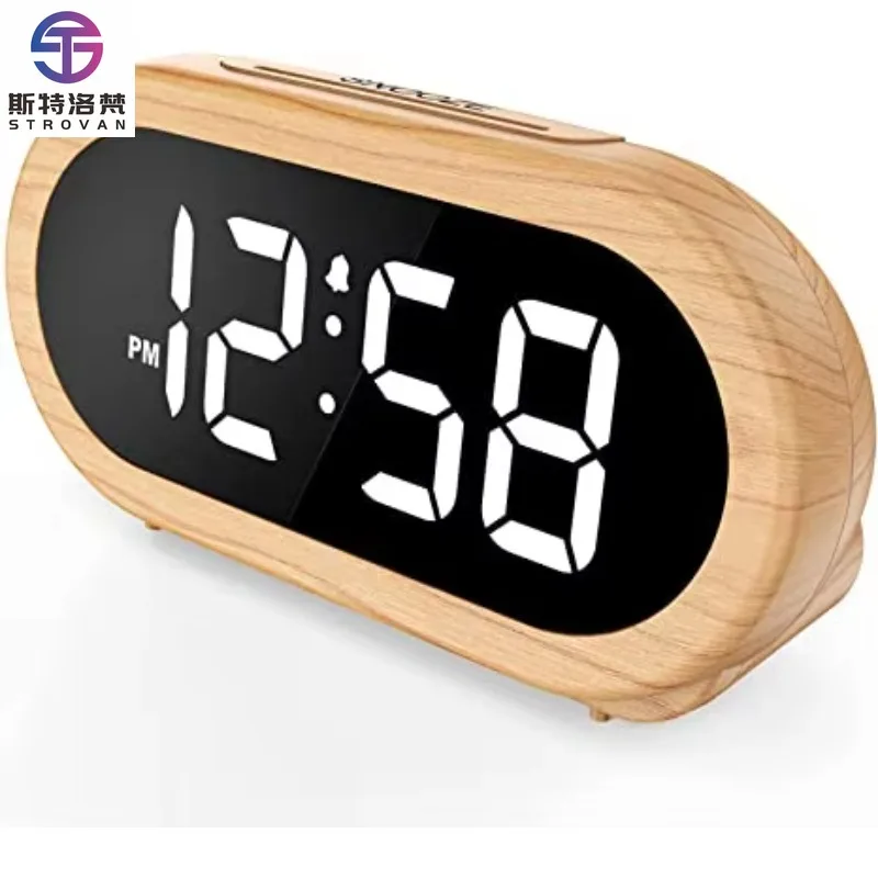 

Home Decoration Small LED Alarm Clock Wooden Digital Desk Clock Reloj Simple Smart Digital Table Clock