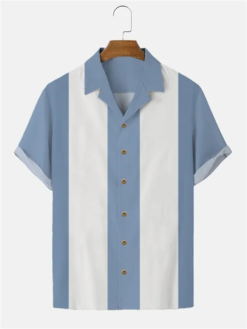 

Casual Striped Printed ort Sve irt Loose Fit Youthful Sle Summer Faion Basic Design Turn-down Collar Other Material