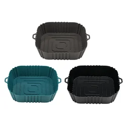 Air Fryer Silicone Basket Reusable Foldable Air Fryer Mold Liner Tray Fried Pizza Chicken Basket Oven Microwave Accessories