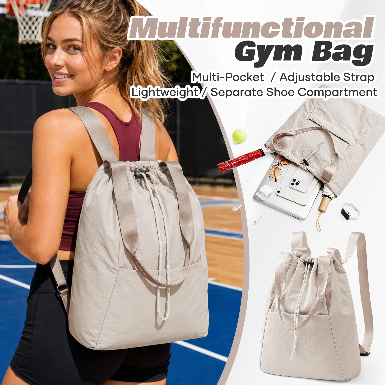 Tennis Backpack Tennis Bag for Women Men for 2 Tennis Rackets Waterproof Sports Backpack Badminton Bag for Pickleball Badminton