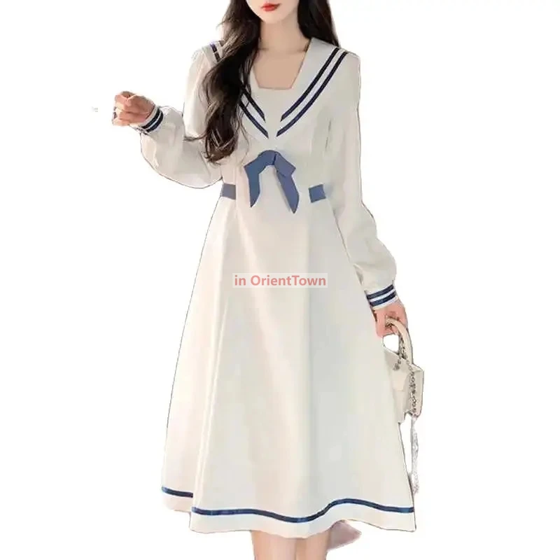 School Students Costume Naval College Style Sailor Clothing Japanese Uniform Spring  Korean Girls  Dress