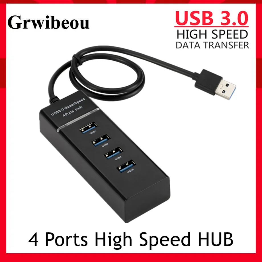 

Grwibeou 4 Ports High Speed HUB High-Speed 4 Port USB 3.0 Multi HUB Splitter Expansion For Desktop PC Laptop Adapter USB 2.0 HUB