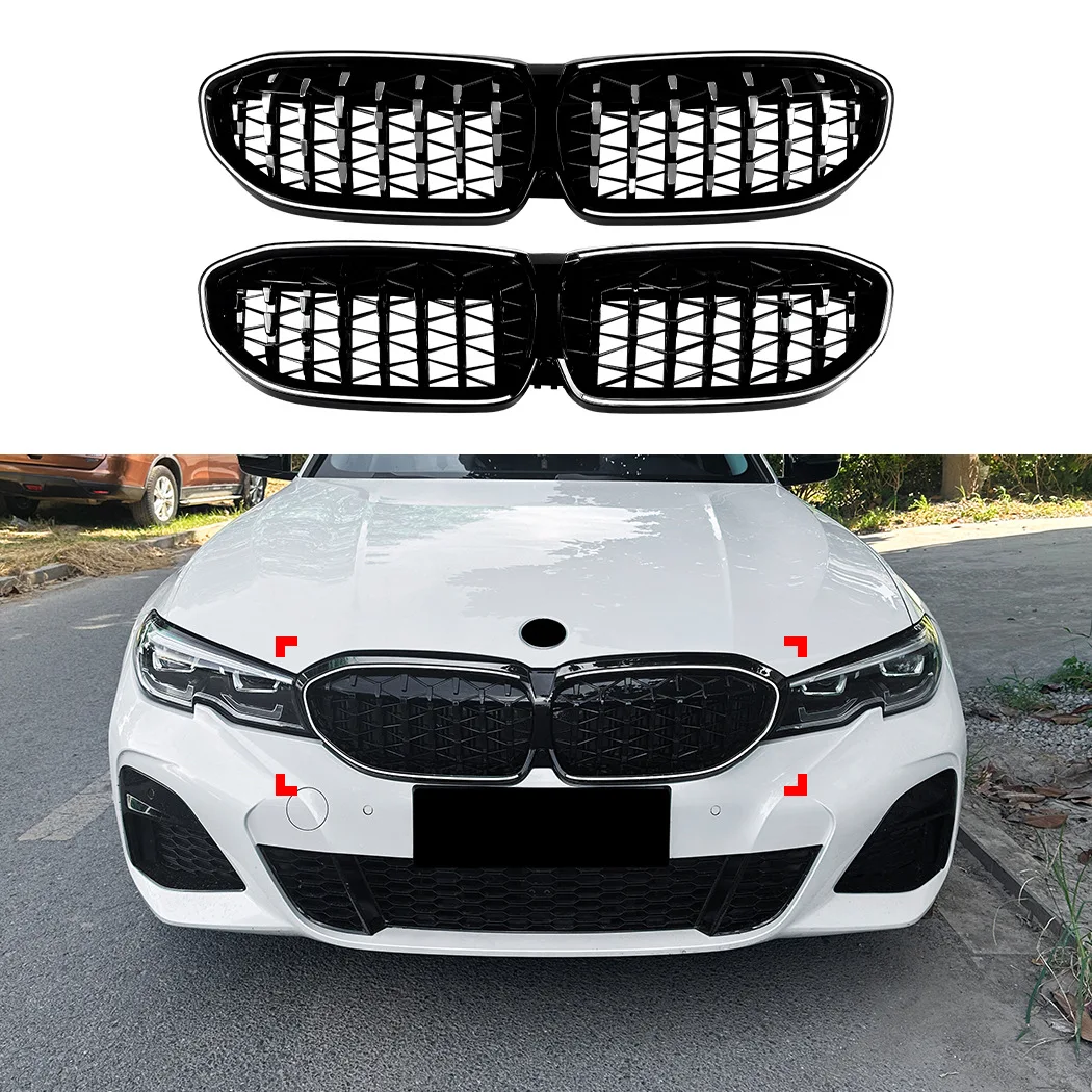 

For BMW 3 Series G20 G21 G28 2019-2022 LED Light Kidney Grille Car Front Bumper Racing Grill Accessories