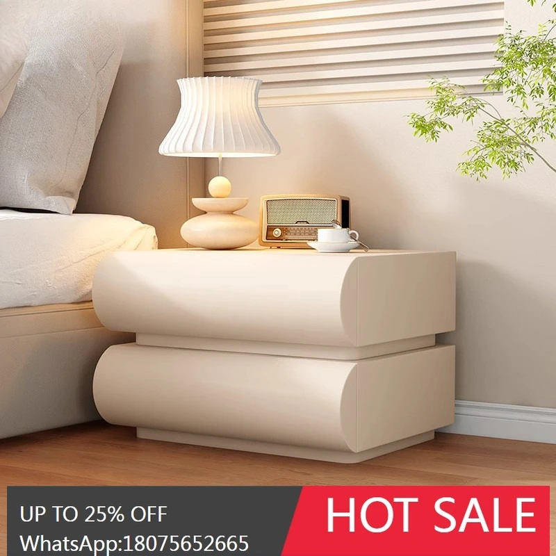 

MJY French Style Bedside Cabinet Smart Storage Leather Three-Drawer Cabinet