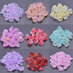 20/50/100pcs Glass Colorful Flower Beads Wholesale Lampwork Trumpet Flower Shape Beads Jewelry Making DIY Headwear Accessories