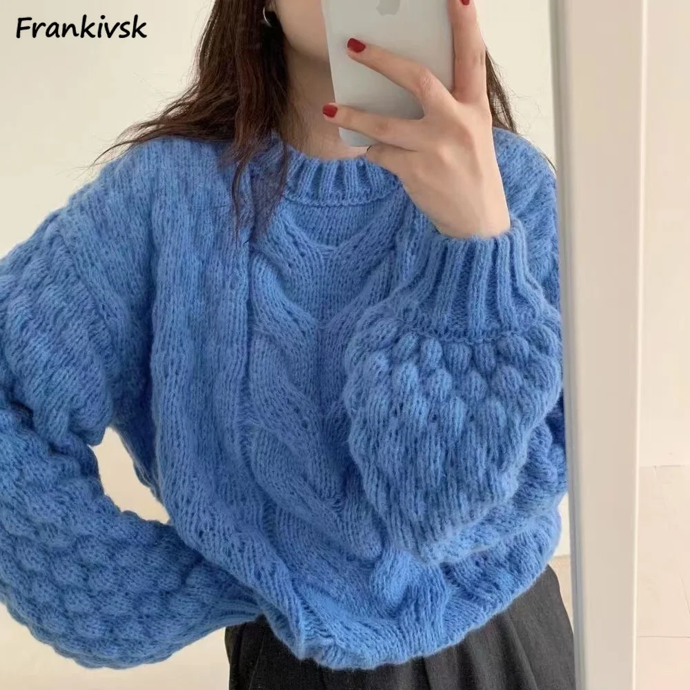 5 Colors Sweaters Women Twisted Design Chic Simple Solid Classic Knitwear Autumn Ins Daily Elegant College Stylish Pullover Cozy