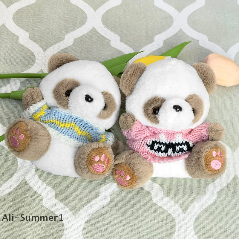 【E】Cute Dressing Panda Children Plush Toys Couple Keychain Pendant Cute Teddy Bear Plush Toy