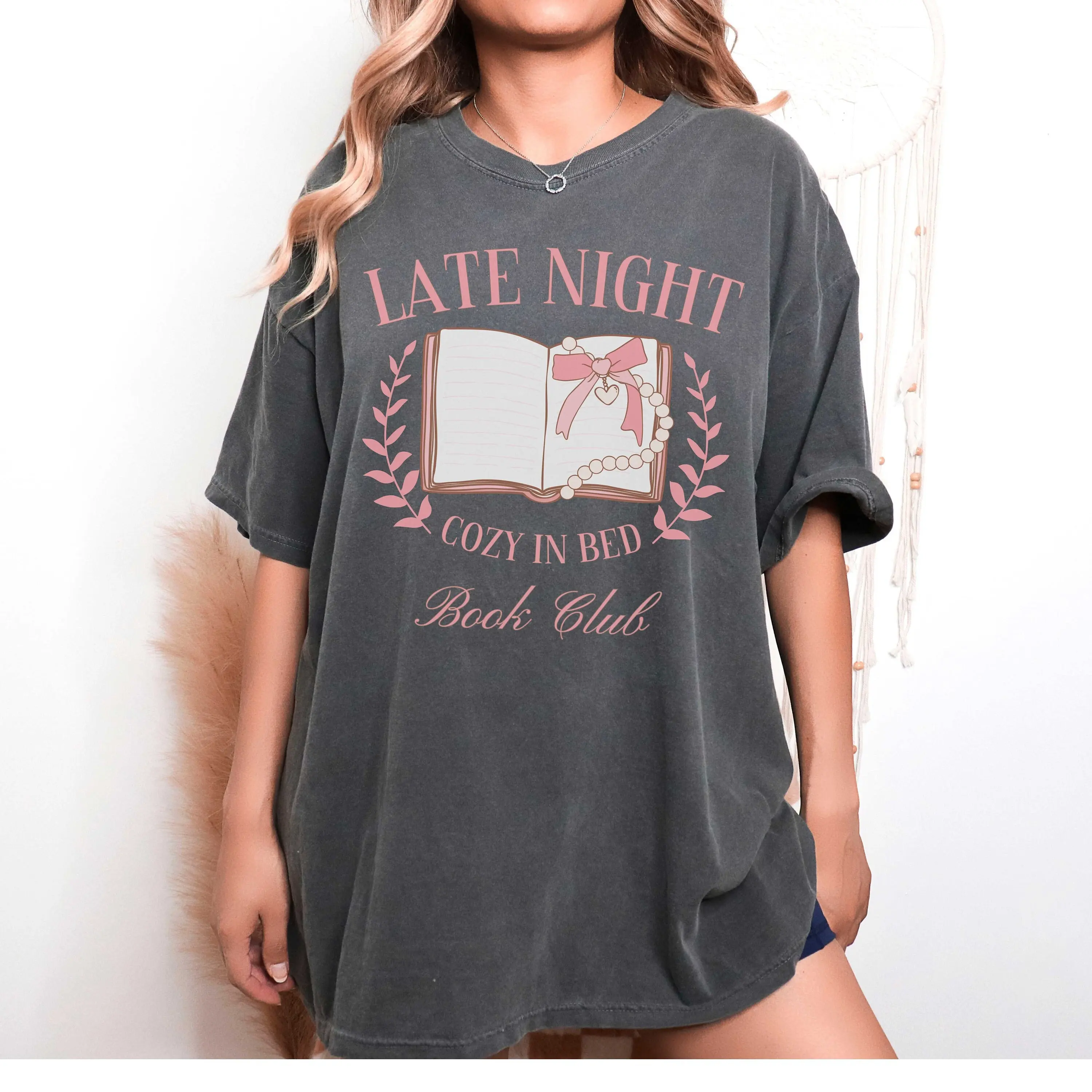 Book Club T Shirt Late Night Lover Trendy Bookish For Women Worm Coquette