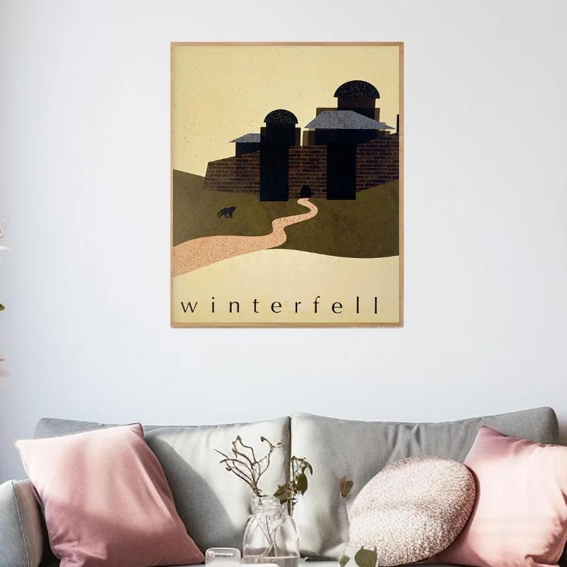 GOT Wall Art Set of 3 Mid Century Game Modern Travel Poster Print Retro Vintage Fantasy Map Decor House Sigil Canvas Living Room