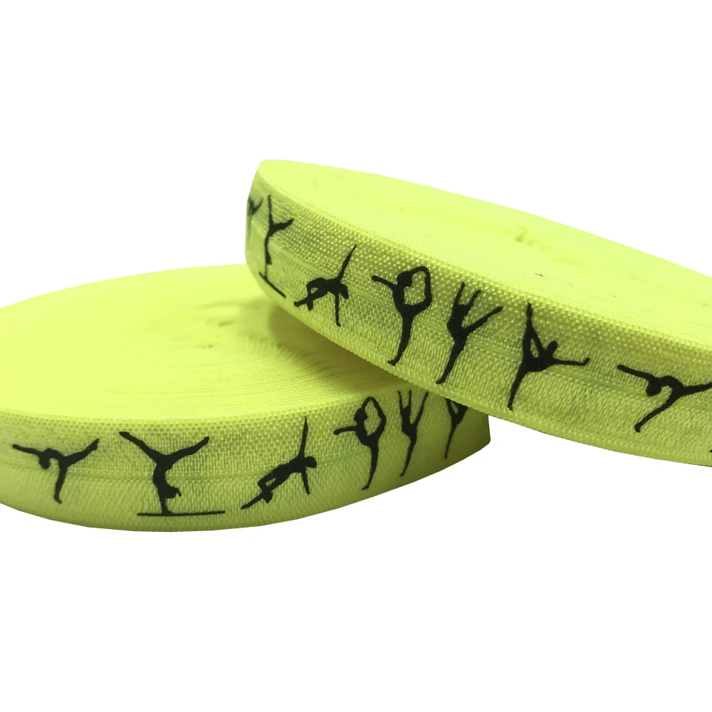 10 Yards 5/8'' bunter Gymnastik-Druck, umklappbar, elastisch, dehnbar, für Mädchen, Haargummi, Zubehör, DIY, handgefertigtes Gurtband – Detail 2