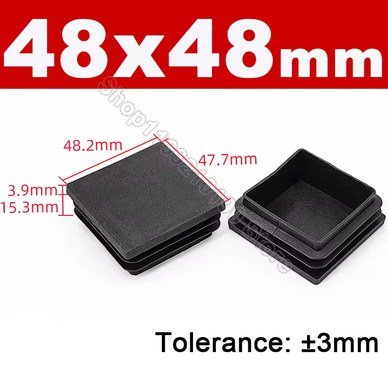 Black Square Pipe Tube Cap Plastic Tubing End Cover Glide Insert Blanking End Plugs Bung 10/13/15/16/18/19/20//22/23/25/28-200mm - Image 21