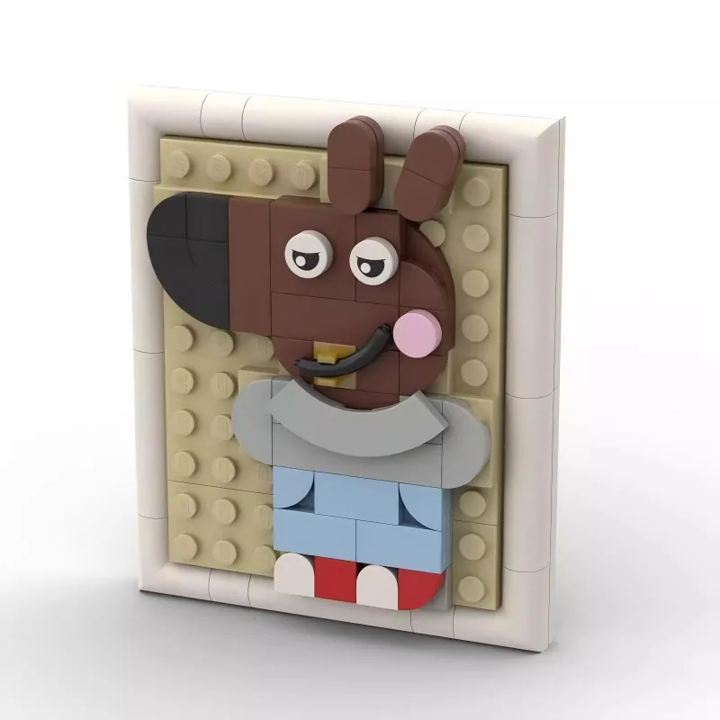 82 pièces ensemble de construction de chien marron froid-Kit de modèle animal créatif MOC pour adolescents et adultes, cadeau de décoration de bureau bricolage relaxant avec guide