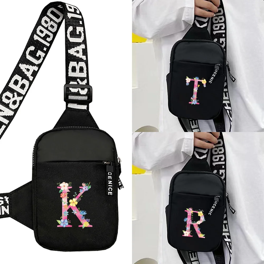 Outdoor Sports Chest Bags for Men and Women One Shoulder Dustproof Leisure Item Storage Bag Pink Letter Series Crossbody Bags