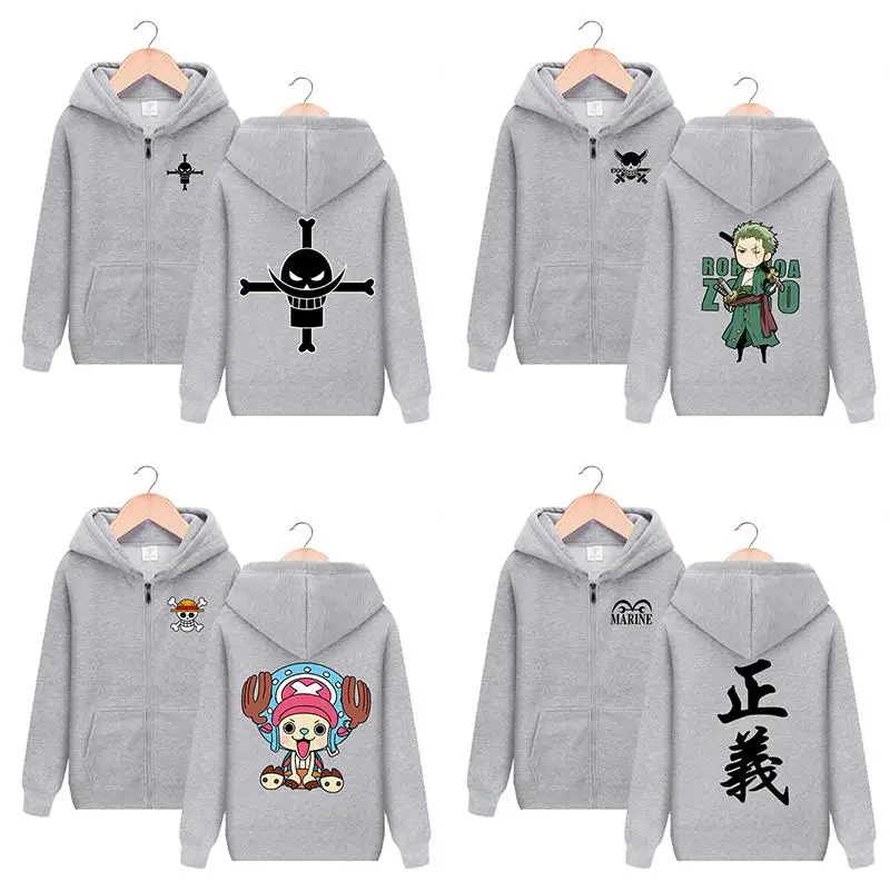 

Anime Cartoon One Piece Hooded Sweatshirt Coat Student Cute Luffy Zoro Zipper Hoodie Coat Men's Autumn Winter Coat Birthday Gift