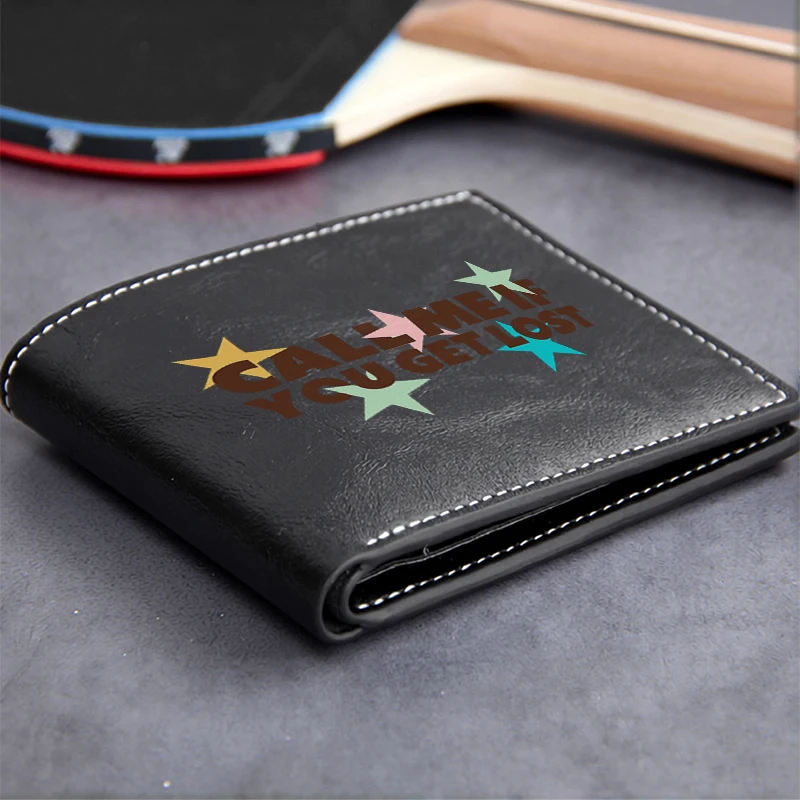 CALL ME IF YOU GET LOST PU LEATHER MEN'S WALLET MINIMALIST DESIGN LIGHTWEIGHT DURABLE BUSINESS STYLE SHORT WALLET