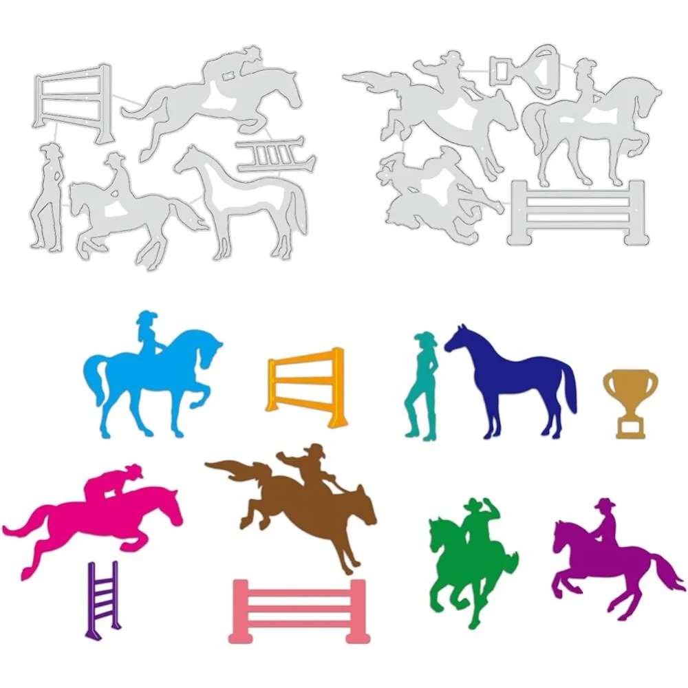 

Equestrian Silhouette Cutting Dies, Metal Embossing Stencils Template for Making Photo Decorative Paper Scrapbooking