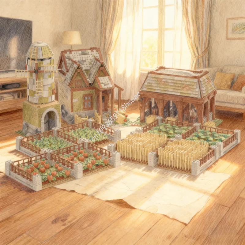 5987 elementów MOC Średniowieczny Zamek Gospodarski Model Klocki Architektura Zrób To Sam Zabawka Pomysł Kreatywna Edukacja Prezent na Boże Narodzenie Klocki