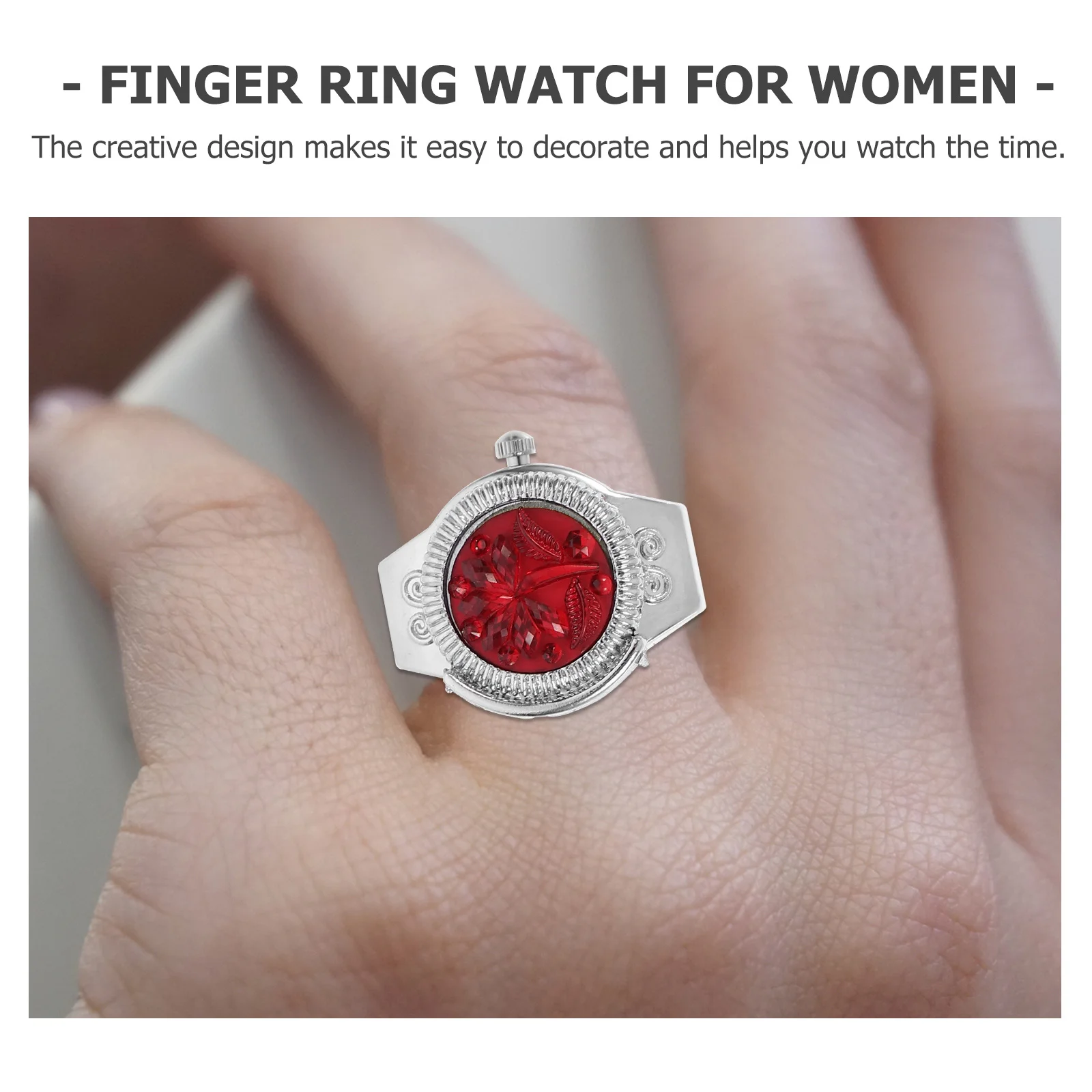 

1Pcs Finger Quartz Ring Watch Creative Rose Decorative Mini Jewelry Watch for Women Fashion Casual Unique Chic