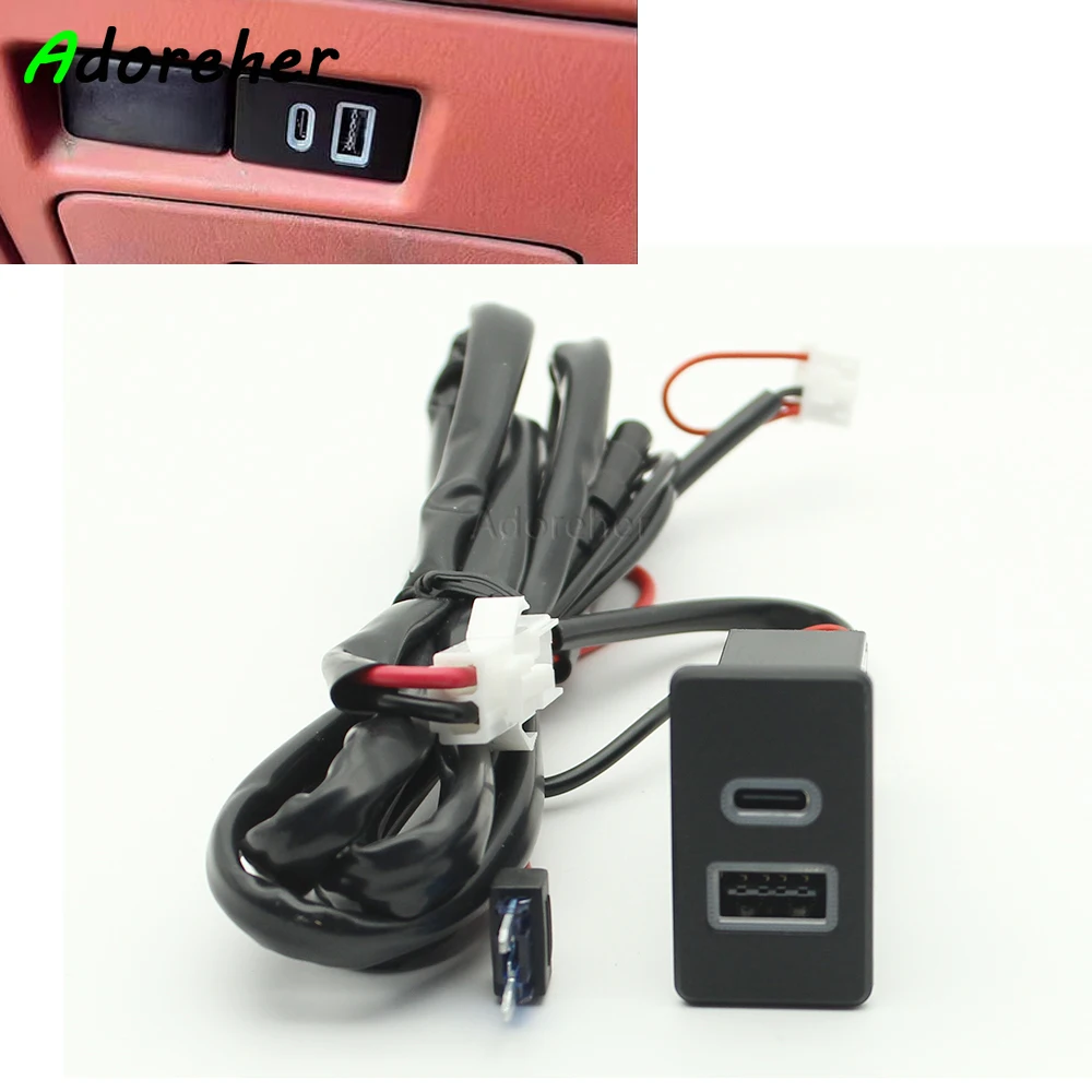 Auto Rapid Charger USB Port QC3.0 Type-C PD Dual Socket Adapter Interface Socket for Nissan Paladin Patrol Y60 Y61 Accessories