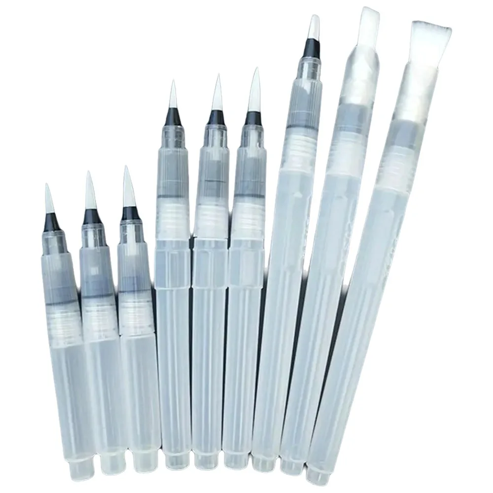 

3/6Pcs Water Soluble Colored Watercolor Soft Pen Brush Plastic Nylon Brush Head Water Pen Painting Refillable Art Supplies