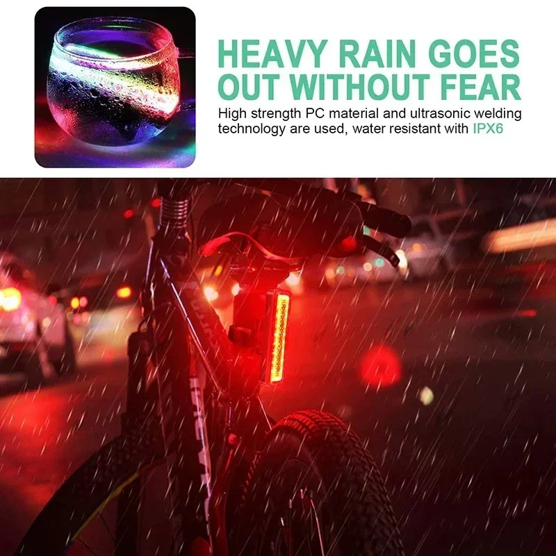 RGB 자전거 후미등 자전거 라이트 14가지 모드 7색 LED 안전 경고등 방수 헬멧 스쿠터 다채로운 후미등