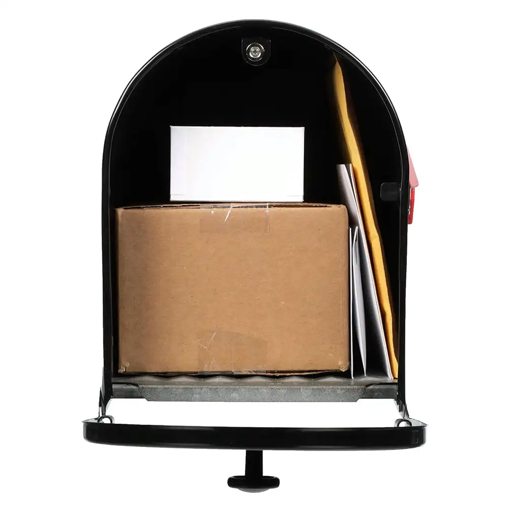 Modern Mailboxes Outback Double Door, Large, Steel, Post Mount Mailbox, Black Outdoor Postal Box