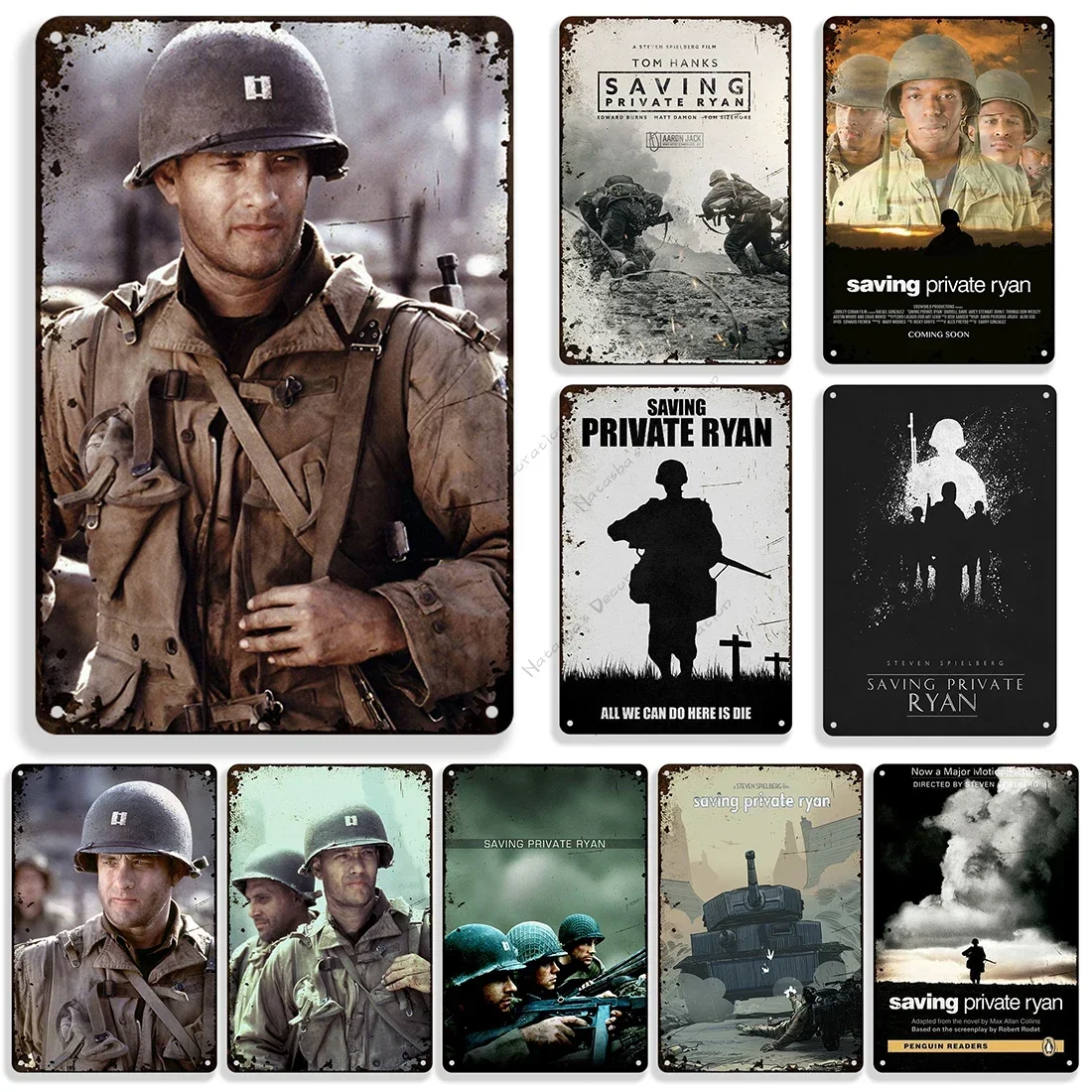 1998 War Movie Saving Private Ryan Metal Poster Vintage Metal Tin Sign Retro Metal Signs Home Bar Wall Decor Signs Wall Plate