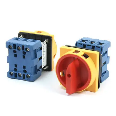 2Pcs 660V 40A 3-Pole 2-Position Square Panel Rotary Cam Changeover Switch