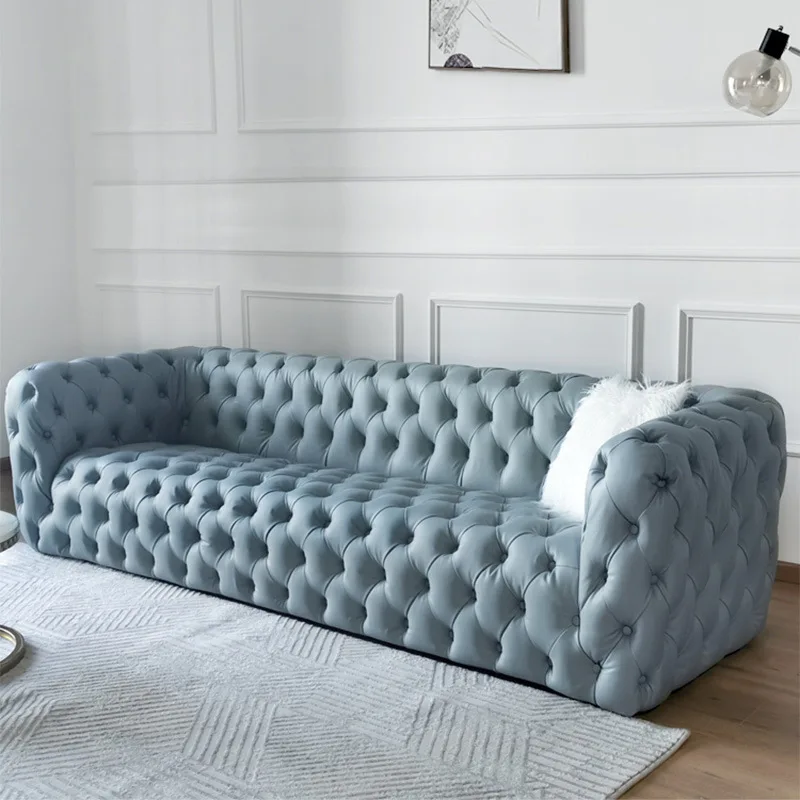Italian light luxury button, casual multi-person modern simple technology fabric, Nordic small apartment, living room modular so