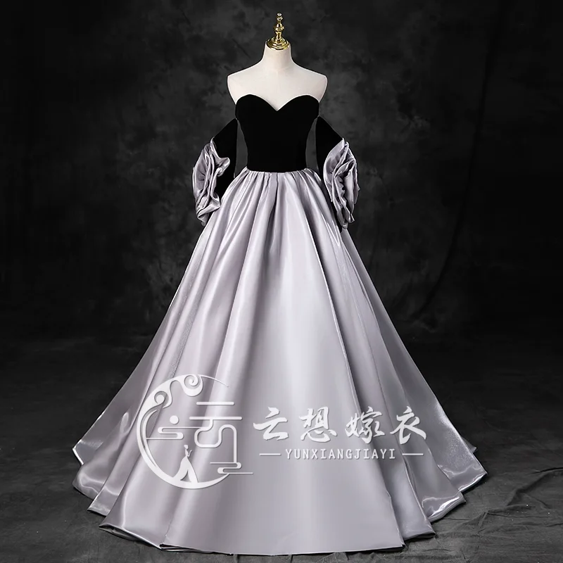 100%real luxury 3d flower sleeve detachable barcoque cosplay gown medieval dress Renaissance queen Victorian Belle long dress