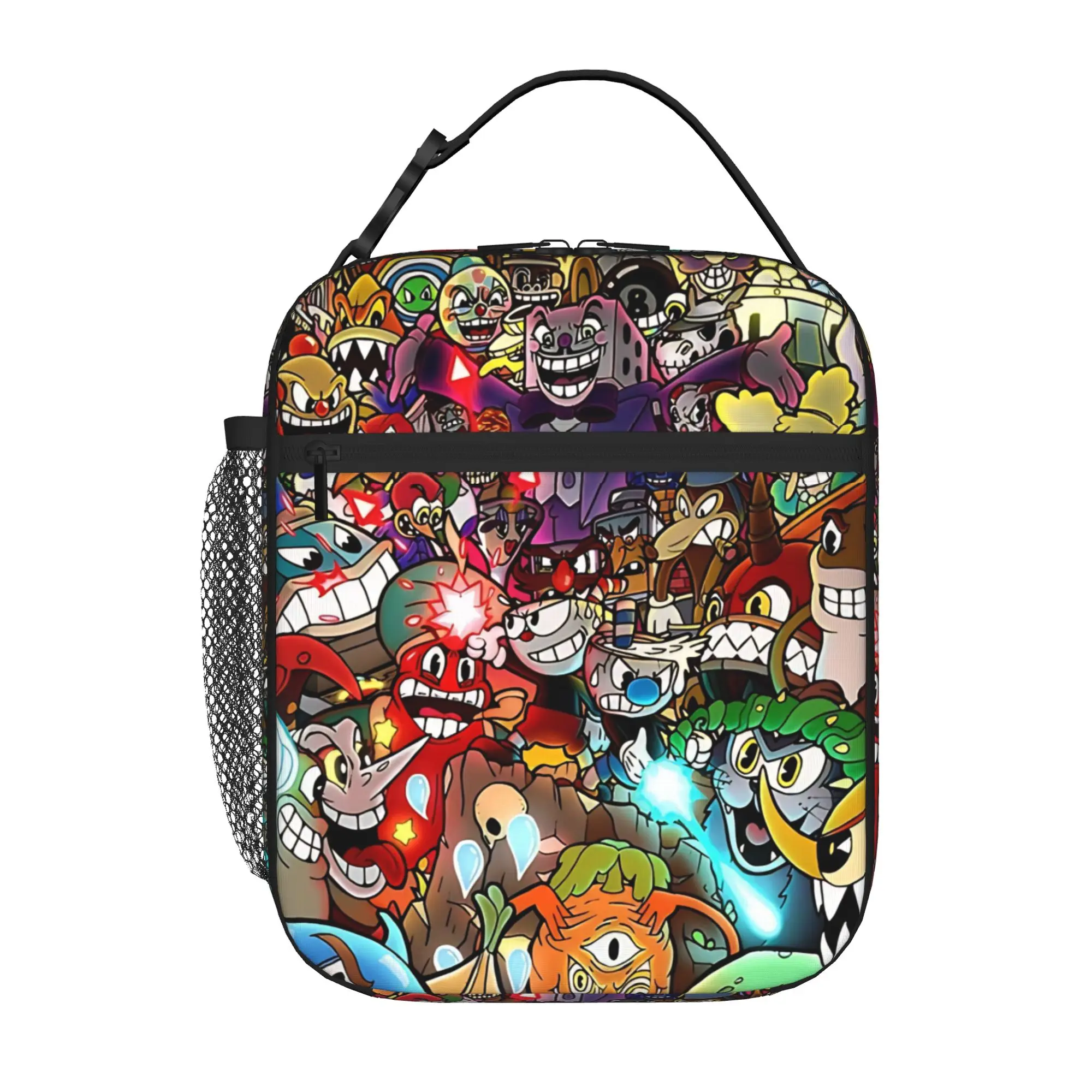 1 Piece Zipper Closure Cartoon Mug Hero Storage Bag Pocket Cuphead School Lunch Food Box Reusable For Lunch Food Bag