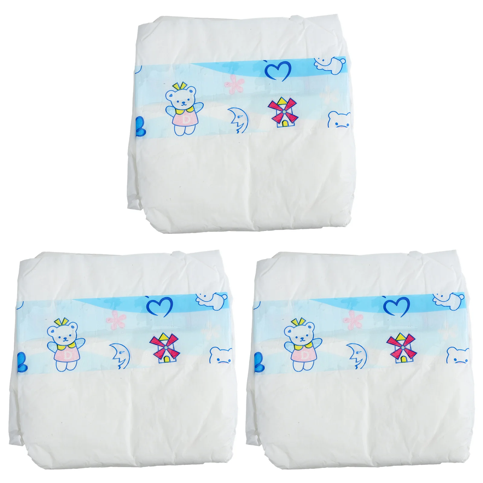 3 ชิ้น Dressing อุปกรณ์ตกแต่งตุ๊กตาผ้าอ้อมเด็กสําหรับพลาสติก Pretend Play Nappies