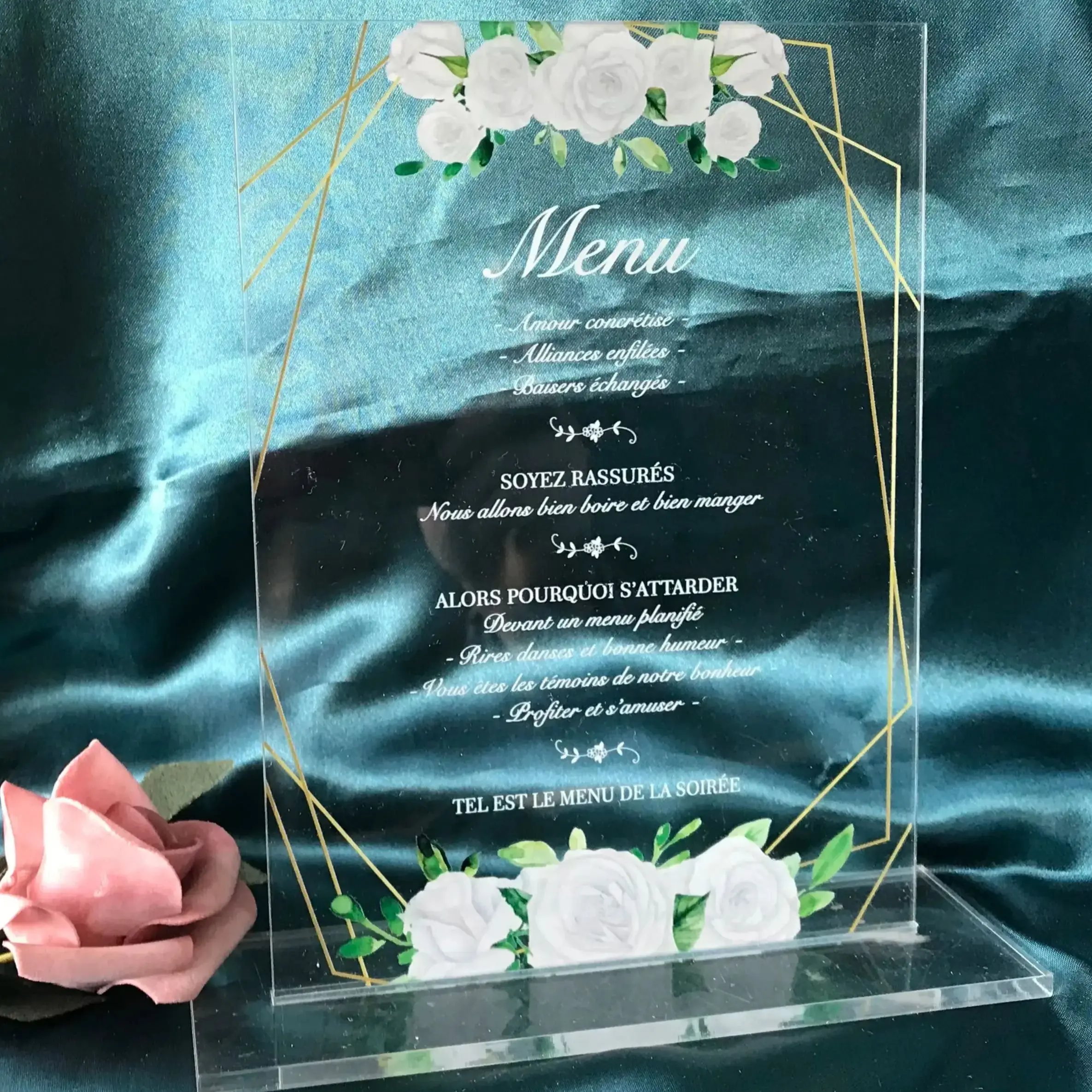 

Transparent Acrylic Wedding Menu, Custom Menu, Quinceanera Invitation,Party Dinner Menu,10Pcs