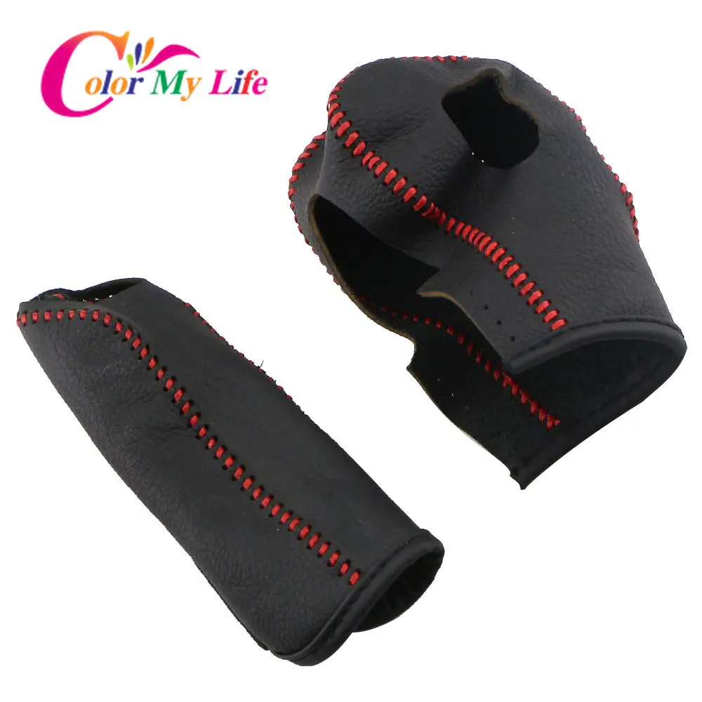 Color My Life Leather AT Gear Head Shift Knob Case Cover Gear Collars for Ford New Fiesta MK7 2009 - 2015 Ecosport 2012 - 2017