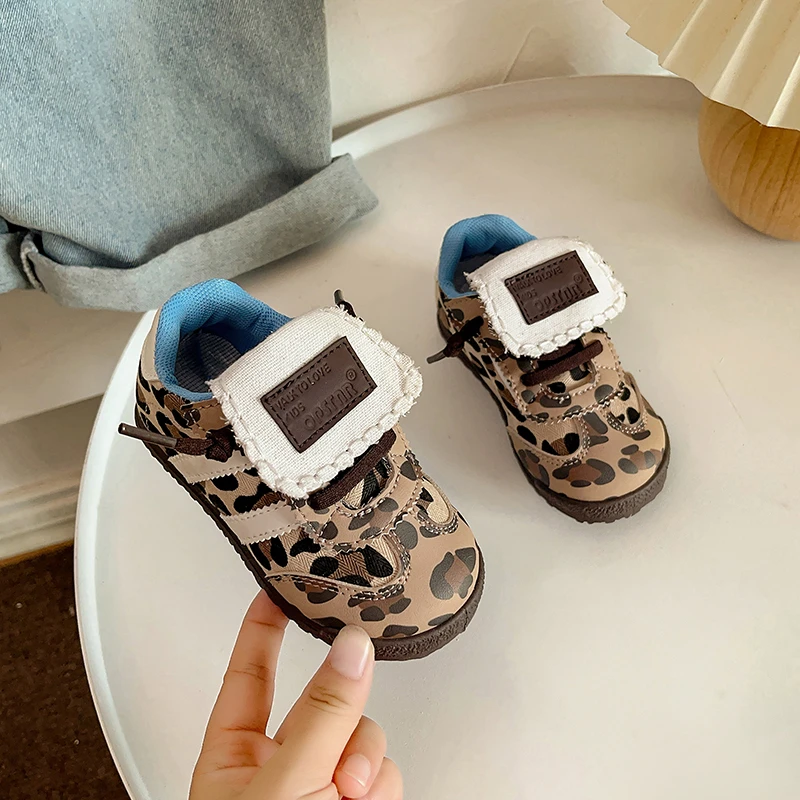 Children's Sneakers Kids Fashion Leopard Print Non-slip Casual Tennis Shoes Boys Girls Ergonomics Sneakers Toddler Outdoor Shoes
