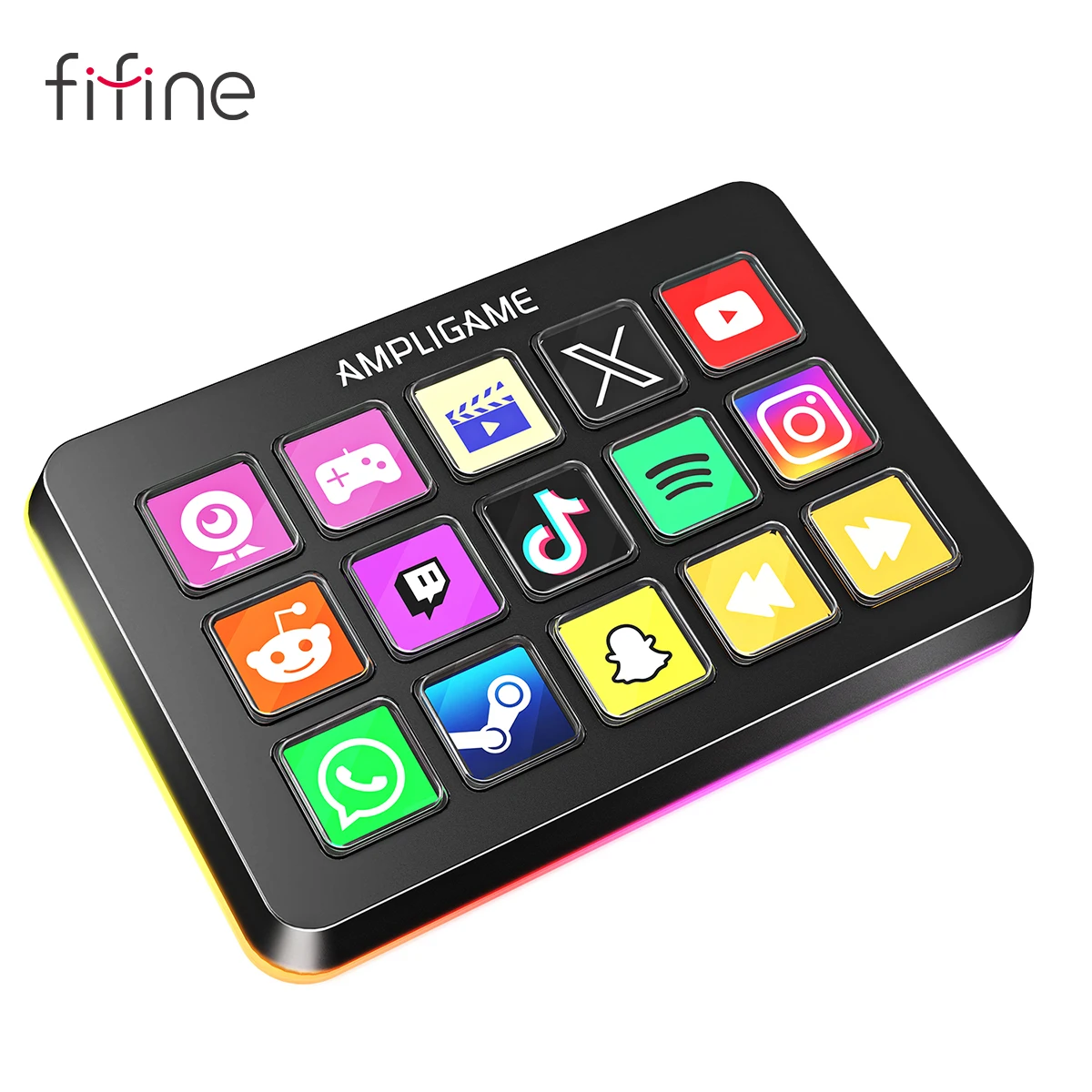 وحدة تحكم FIFINE D6 مع 15 مفتاحًا ماكروًا، أيقونات مخصصة وتحكم في التطبيقات لـ OBS/Twitch/YouTube، الألعاب/البث المباشر/العمل #1