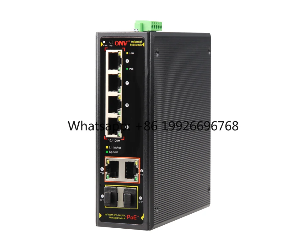 PoE switch smart industrial POE switch with 4 megabit PoE ports and 2 gigabit SFP uplink