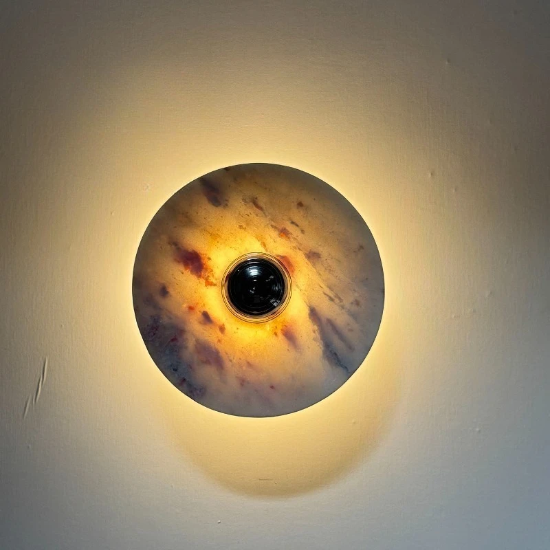 Nordic Luxury High-end Rainbow Rose Marble Wall Sconce, Ambient Decor Lighting for Villa Living Room Model Showroom