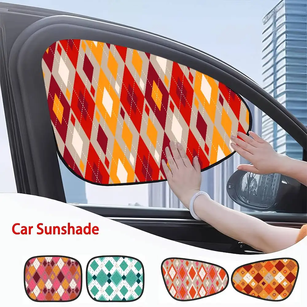

Geometric Checkered Car Electrostatic Curtain - Anti-Glare, 99.9% UV Protection, Sun Cover