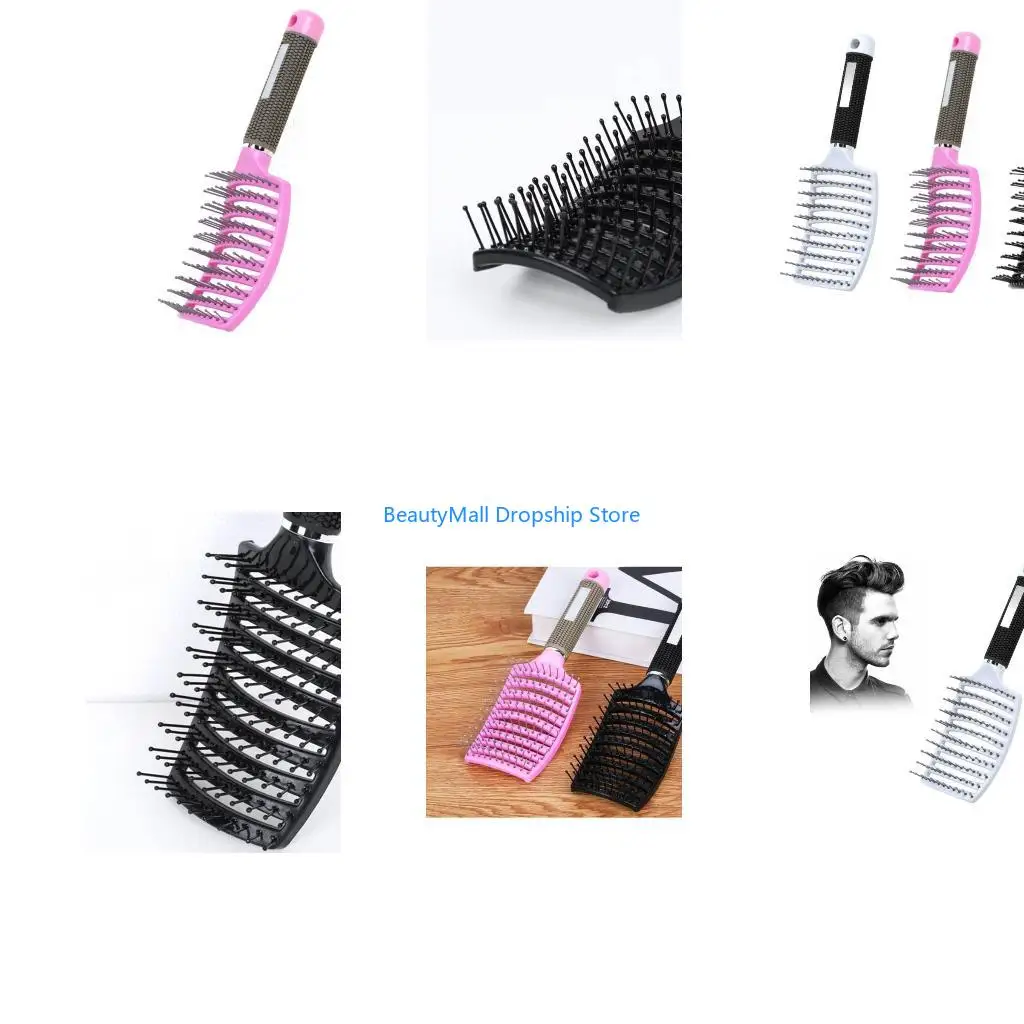 40JD Curved Vented Brush Anti-Static Comb Wet Dry Hair Hairdressing Styling Tools for Men Women Salon Home Use