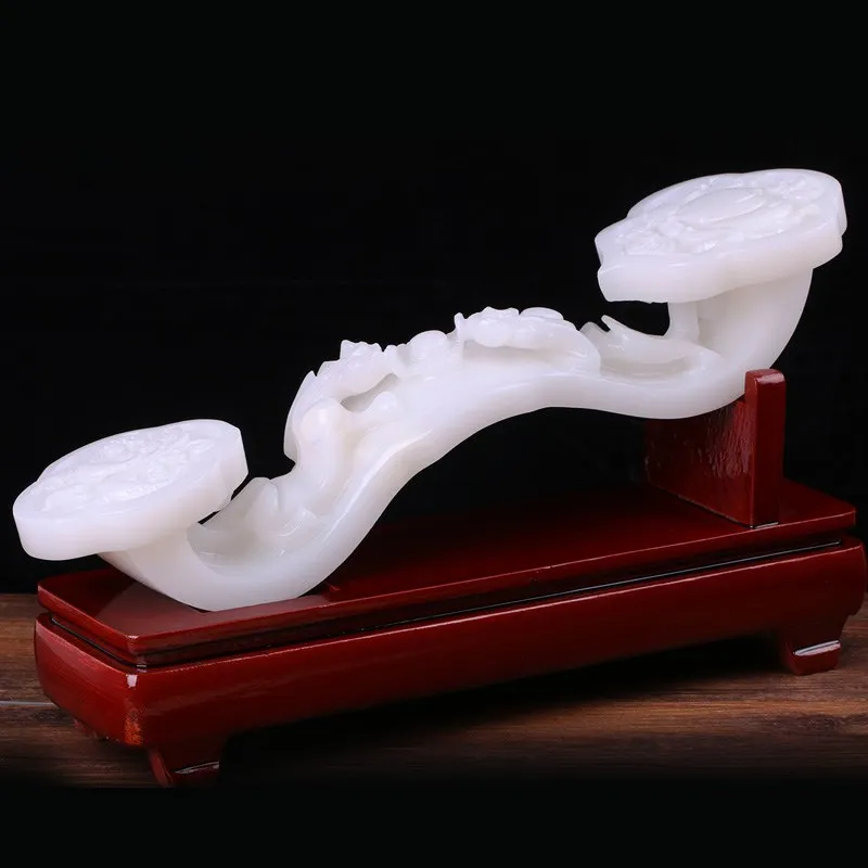 35CM large 2023 HOME Store high grade white jade carving Prosperous Auspicious GOOD LUCK RU YI Mascot Decoration