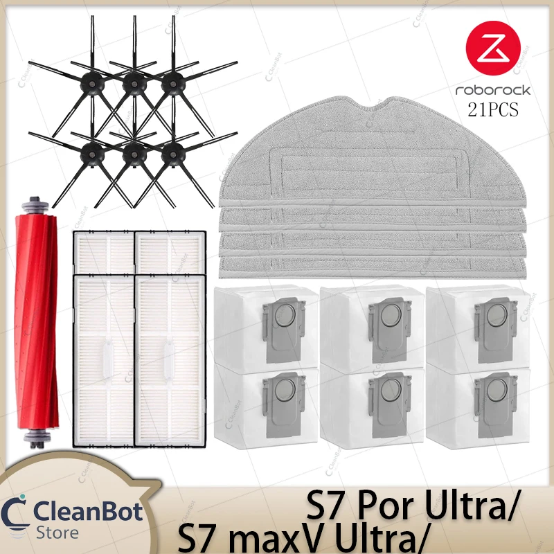 Roborock S7 MaxV Ultra/S7 Pro Ultra Roboterstaubsauger Zubehör Hauptbürste Seitenbürste HEPA-Filter Wischtücher Ersatzteile
