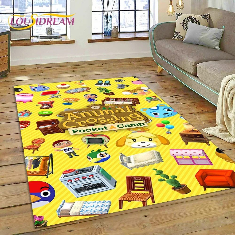 3D Cute Animal Crossing New Horizons Cartoon Rug Carpet for Living Room Bedroom Home Decor,Non-slip Decoration for Sofa Kid Gift